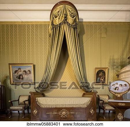 Stock Image - Bedroom, bed with canopy, Munich Residence, Munich, Upper Bavaria, Bavaria, Germany, Europe. Fotosearch