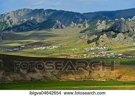 BeniBana Tourist Resort and Bolor Camp Resort in Terelj-Valley, Gorkhi-Terelj National Park, Mongolia, Asia View Large Photo Image Picture - BeniBana Tourist Resort and Bolor Camp Resort in Terelj-Valley, Gorkhi-Terelj National Park, Mongolia, Asia. Fotosearch