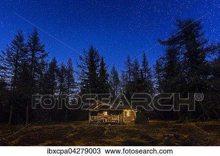 Blockhaus im Wald, Nachtaufnahme mit Sternen, Gleinser Berg, Tirol, Osterreich, Europa View Large Photo Image Stock Image - Blockhaus im Wald, Nachtaufnahme mit Sternen, Gleinser Berg, Tirol, Osterreich, Europa. Fotosearch