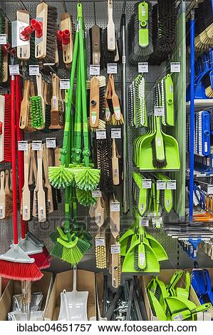 Brooms and brushes, hardware store, interior, Bavaria, Germany, Europe View Large Photo Image Stock Photo - Brooms and brushes, hardware store, interior, Bavaria, Germany, Europe. Fotosearch