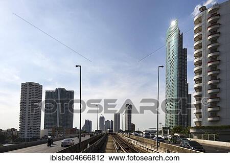 BTS-Skytrain near Surasak Station, Silom Street, Bang Rak District, Bangkok, Thailand, Asia View Large Photo Image Stock Image - BTS-Skytrain near Surasak Station, Silom Street, Bang Rak District, Bangkok, Thailand, Asia. Fotosearch