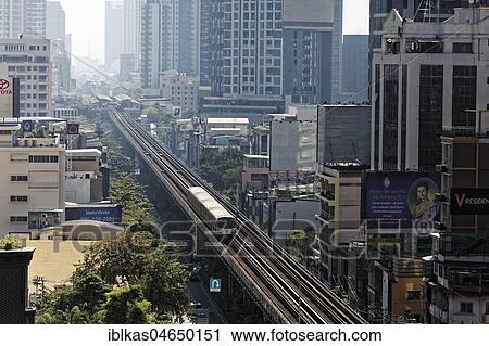 BTS Skytrain route in the Sukhumvit Road with station Phrom Pong, Khlong Toei, Bangkok, Thailand, Asia View Large Photo Image Stock Image - BTS Skytrain route in the Sukhumvit Road with station Phrom Pong, Khlong Toei, Bangkok, Thailand, Asia. Fotosearch