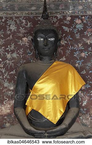Buddha statue, with yellow cloth, Phra Rabieng Kod, Wat Suhtat, Royal Temple, Phra Nakhon, Bangkok, Thailand, Asia View Large Photo Image Stock Image - Buddha statue, with yellow cloth, Phra Rabieng Kod, Wat Suhtat, Royal Temple, Phra Nakhon, Bangkok, Thailand, Asia. Fotosearch