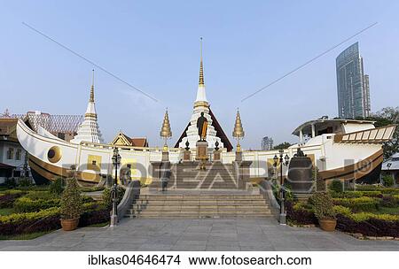 Buddhist temple in the form of a Chinese junk, Wihan of Wat Yannawa, business district Sathon, Bangkok, Thailand, Asia View Large Photo Image Picture - Buddhist temple in the form of a Chinese junk, Wihan of Wat Yannawa, business district Sathon, Bangkok, Thailand, Asia. Fotosearch