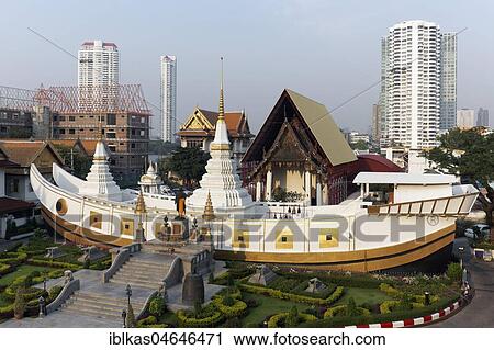 Buddhist temple in the form of a Chinese junk, Wihan of Wat Yannawa, business district Sathon, Bangkok, Thailand, Asia View Large Photo Image Stock Image - Buddhist temple in the form of a Chinese junk, Wihan of Wat Yannawa, business district Sathon, Bangkok, Thailand, Asia. Fotosearch