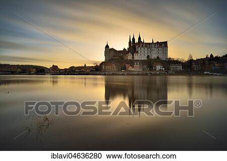 Burgberg with cathedral and castle Albrechtsburg at river Elbe, long-term exposure, sunset, Meissen, Saxony, Germany, Europe View Large Photo Image Stock Image - Burgberg with cathedral and castle Albrechtsburg at river Elbe, long-term exposure, sunset, Meissen, Saxony, Germany, Europe. Fotosearch
