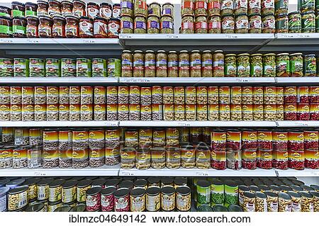 Canned vegetables on a shelf in a Turkish supermarket, Germany, Europe View Large Photo Image Stock Image - Canned vegetables on a shelf in a Turkish supermarket, Germany, Europe. Fotosearch