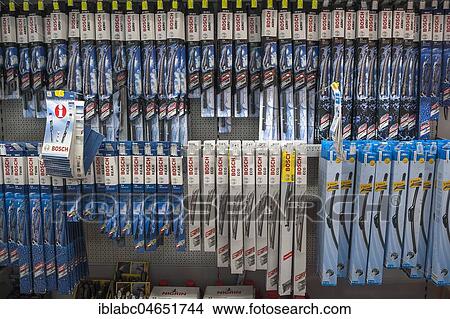 Car supplies, windscreen wipers hanging on shelves, hardware store, interior, Bavaria, Germany, Europe View Large Photo Image Picture - Car supplies, windscreen wipers hanging on shelves, hardware store, interior, Bavaria, Germany, Europe. Fotosearch