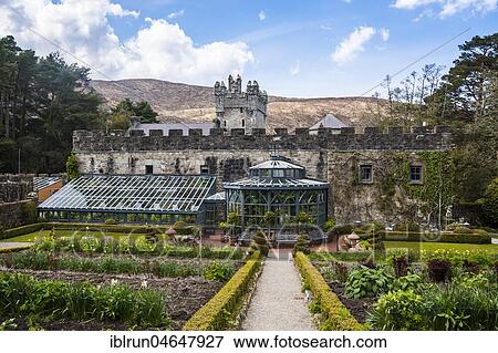 Castle garden, Glenveagh castle, Glenveagh National Park, Donegal, Ireland, Europe View Large Photo Image Stock Photo - Castle garden, Glenveagh castle, Glenveagh National Park, Donegal, Ireland, Europe. Fotosearch