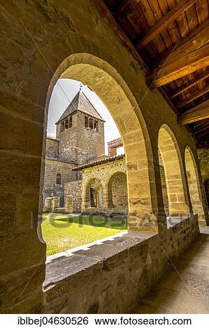 Stock Photograph - Chanteuges village, cloister in Prieuré of Chanteuges, Haute Loire departement, Auvergne, France, Europe. Fotosearch