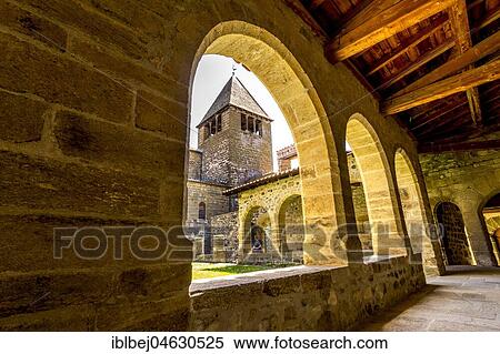 Stock Photography - Chanteuges village, cloister in Prieuré of Chanteuges, Haute Loire departement, Auvergne, France, Europe. Fotosearch