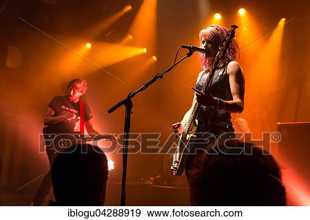 Stock Photo - Charlotte Cooper from the British indie rock band The Subways live at the Schüür Lucerne, Switzerland, Europe. Fotosearch
