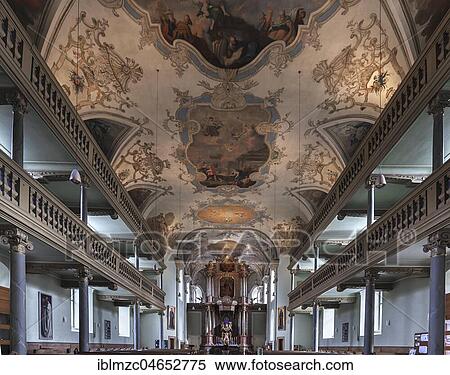 Church, interior with ceiling freco, Neustädter Kirche, baroque church, Erlangen, Middle Franconia, Bavaria, Germany, Europe View Large Photo Image Stock Photography - Church, interior with ceiling freco, Neustädter Kirche, baroque church, Erlangen, Middle Franconia, Bavaria, Germany, Europe. Fotosearch