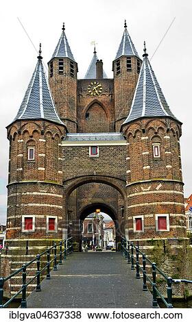 Stock Photo - City gate Amsterdamse Poort, Haarlem, Netherlands. Fotosearch