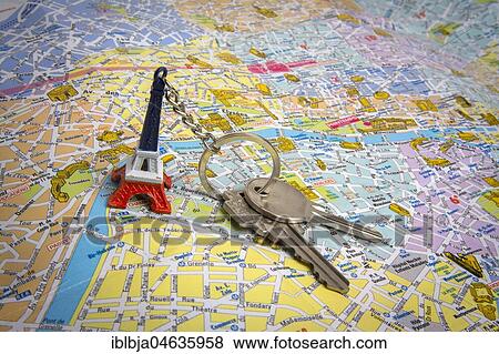 Stock Photo - City map of Paris with Keys, real estate market concept, France, Europe. Fotosearch