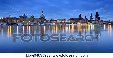 City view with art academy, Frauenkirche, Hofkirche and Residenzschloss, reflection in the Elbe river at dusk, old town, Dresden, Saxony, Germany, Europe View Large Photo Image Stock Photo - City view with art academy, Frauenkirche, Hofkirche and Residenzschloss, reflection in the Elbe river at dusk, old town, Dresden, Saxony, Germany, Europe. Fotosearch
