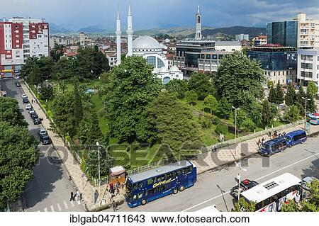 Stock Image - City view with Ebu Beker Mosque, Shkodra, Albania, Europe. Fotosearch