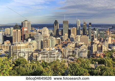 Stock Photograph - Cityscape, view from Mont Royal, Montreal, Québec, Canada, North America. Fotosearch