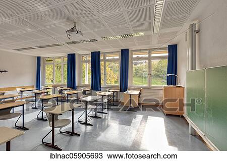 Stock Image - Classroom, School, Corona, Bavaria, Germany, Europe. Fotosearch
