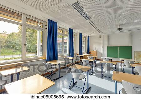 Stock Photography - Classroom, School, Corona, Bavaria, Germany, Europe. Fotosearch
