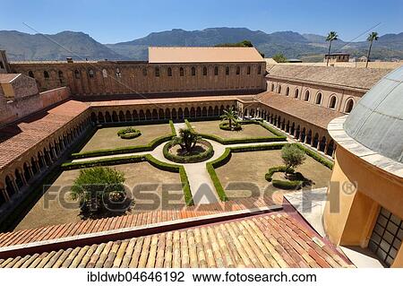 Cloister and courtyard, Cathedral of Monreale, Cathedral of Santa Maria Nuova, Monreale, Sicily, Italy, Europe View Large Photo Image Stock Image - Cloister and courtyard, Cathedral of Monreale, Cathedral of Santa Maria Nuova, Monreale, Sicily, Italy, Europe. Fotosearch