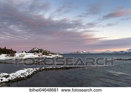 Stock Image - Coastal landscape at dwan, Botnham, Senja, Norway, Europe. Fotosearch