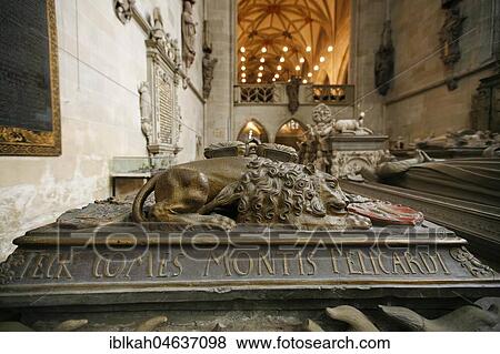 Stock Photo - Collegiate church, burial place in the choir, Tübingen, Baden Württemberg, Germany, Europe. Fotosearch