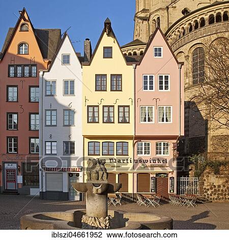 Colourful houses at fish market with church Groß Sankt Martin, Martinswinkel, Old Town, Cologne, Rhineland, North Rhine-Westphalia, Germany, Europe View Large Photo Image Stock Image - Colourful houses at fish market with church Groß Sankt Martin, Martinswinkel, Old Town, Cologne, Rhineland, North Rhine-Westphalia, Germany, Europe. Fotosearch