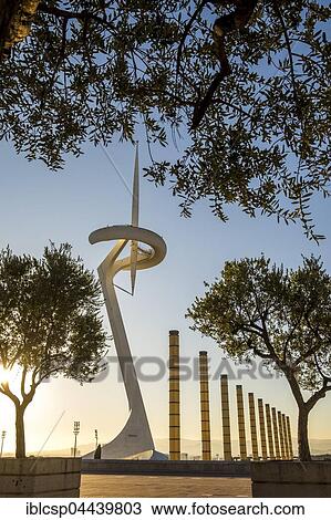 Communications tower, designed by Santiago Calatrava, Montjuic, Barcelona, Catalonia, Spain, Europe View Large Photo Image Stock Image - Communications tower, designed by Santiago Calatrava, Montjuic, Barcelona, Catalonia, Spain, Europe. Fotosearch