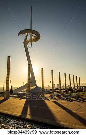 Communications tower, designed by Santiago Calatrava, Montjuic, Barcelona, Catalonia, Spain, Europe View Large Photo Image Stock Photo - Communications tower, designed by Santiago Calatrava, Montjuic, Barcelona, Catalonia, Spain, Europe. Fotosearch