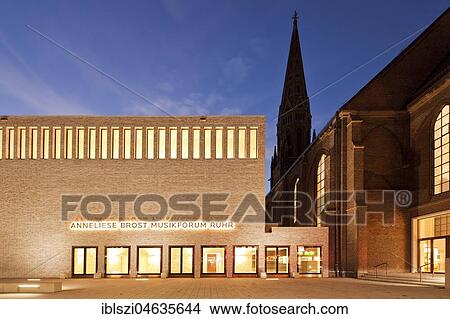 Concert hall Anneliese Brost Musikforum Ruhr at dusk, Bochum, Ruhr Area, North Rhine-Westphalia, Germany, Europe View Large Photo Image Picture - Concert hall Anneliese Brost Musikforum Ruhr at dusk, Bochum, Ruhr Area, North Rhine-Westphalia, Germany, Europe. Fotosearch