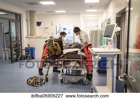 Stock Photo - Corona patients in the emergency room, Agatharied Hospital, Bavaria, Germany, Europe. Fotosearch