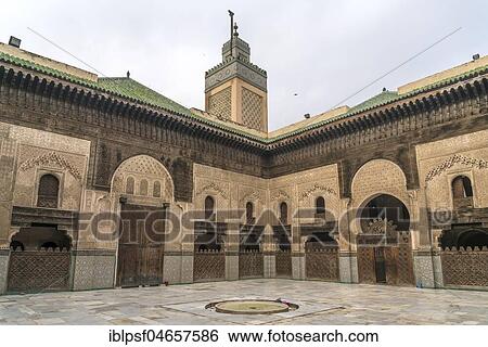 Courtyard of the Koran school Medersa Bou Inania, Fez, Morocco, Africa View Large Photo Image Stock Photograph - Courtyard of the Koran school Medersa Bou Inania, Fez, Morocco, Africa. Fotosearch