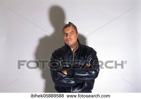 Stock Photo - Criminal with stocking over face, Berlin, Germany, Europe. Fotosearch