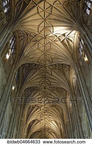 Stock Image - Cross vault, nave, Cathedral of Canterbury, Canterbury, Kent, England, United Kingdom, Europe. Fotosearch