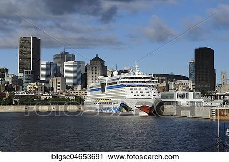 Cruise ship Aida Diva, Old Port with skyline, Montreal, Quebec Province, Canada, North America View Large Photo Image Stock Image - Cruise ship Aida Diva, Old Port with skyline, Montreal, Quebec Province, Canada, North America. Fotosearch
