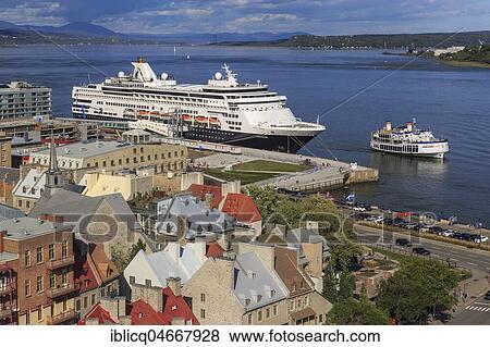 Cruise ship MS Veendam anchors in front of the historic old town of Québec, St. Lawrence River, Québec, Québec Province, Canada, North America View Large Photo Image Stock Photo - Cruise ship MS Veendam anchors in front of the historic old town of Québec, St. Lawrence River, Québec, Québec Province, Canada, North America. Fotosearch