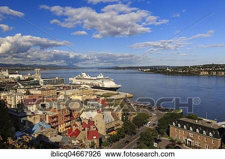 Cruise ship MS Veendam anchors in front of the historic old town of Québec, St. Lawrence River, Québec, Québec Province, Canada, North America View Large Photo Image Stock Photograph - Cruise ship MS Veendam anchors in front of the historic old town of Québec, St. Lawrence River, Québec, Québec Province, Canada, North America. Fotosearch