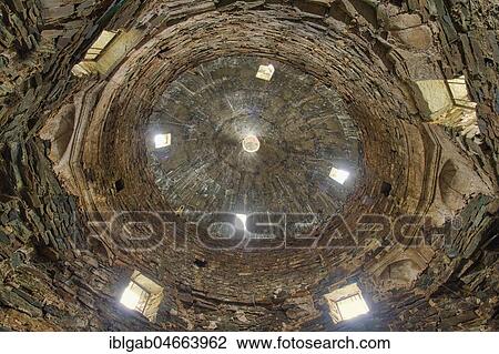 Stock Image - Cupola, Tash Rabat, 15th century caravanserai, Interior, Naryn Province, Kyrgyzstan, Asia. Fotosearch