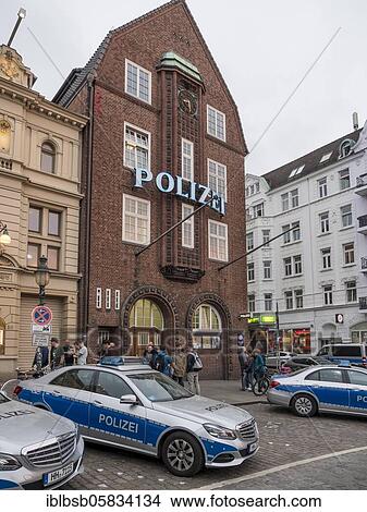 Picture - Davidwache, Police Commissariat 15 in the Reeperbahn, St. Pauli, Hamburg, Germany, Europe. Fotosearch