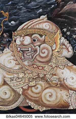 Demon, figure from the Thai national epic Ramakia, wall painting in Wat Phra Kaeo, Ko Ratanakosin, Bangkok, Thailand, Asia View Large Photo Image Stock Photography - Demon, figure from the Thai national epic Ramakia, wall painting in Wat Phra Kaeo, Ko Ratanakosin, Bangkok, Thailand, Asia. Fotosearch
