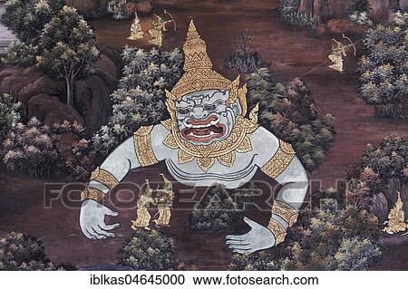 Demon King Thotsakan, figure from the Thai national epic Ramakia, wall painting in Wat Phra Kaeo, Ko Ratanakosin, Bangkok, Thailand, Asia View Large Photo Image Stock Image - Demon King Thotsakan, figure from the Thai national epic Ramakia, wall painting in Wat Phra Kaeo, Ko Ratanakosin, Bangkok, Thailand, Asia. Fotosearch