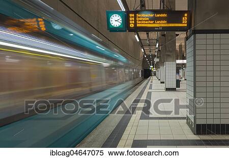 Departing metro at the platform, subway station Bockenheimer Warte, Bockenheim, Frankfurt am Main, Hesse, Germany, Europe View Large Photo Image Stock Photography - Departing metro at the platform, subway station Bockenheimer Warte, Bockenheim, Frankfurt am Main, Hesse, Germany, Europe. Fotosearch
