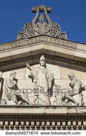 Picture - Detailansicht vom Giebel, Glyptothek, Architekt Leo von Klenze, Munchen, Bayern, Oberbayern, Deutschland, Europa. Fotosearch