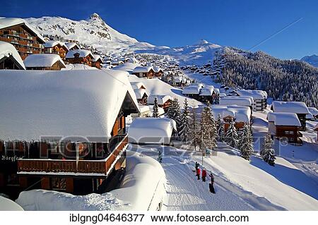 Stock Photo - District Alpmatten, snow covered, Bettmeralp, Aletsch area, Upper Valais, Valais, Switzerland, Europe. Fotosearch