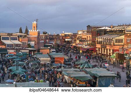 Djemaa el Fnaa market square at dusk, Marrakech, Morocco, Africa View Large Photo Image Picture - Djemaa el Fnaa market square at dusk, Marrakech, Morocco, Africa. Fotosearch