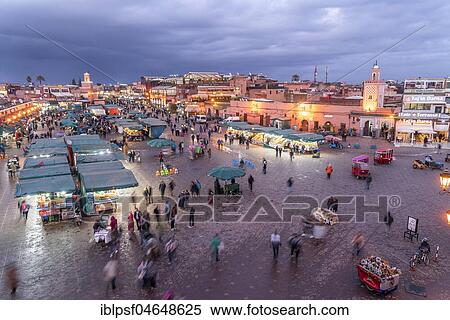 Djemaa el Fnaa market square at dusk, Marrakech, Morocco, Africa View Large Photo Image Stock Photography - Djemaa el Fnaa market square at dusk, Marrakech, Morocco, Africa. Fotosearch