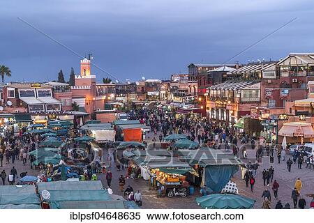 Djemaa el Fnaa market square at dusk, Marrakech, Morocco, Africa View Large Photo Image Stock Photography - Djemaa el Fnaa market square at dusk, Marrakech, Morocco, Africa. Fotosearch