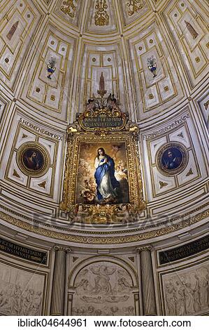 Dome in the chapter house with the picture The Immaculate Conception, by Bartolomé Esteban Murillo, Cathedral of Seville, Seville, Andalusia, Spain, Europe View Large Photo Image Stock Image - Dome in the chapter house with the picture The Immaculate Conception, by Bartolomé Esteban Murillo, Cathedral of Seville, Seville, Andalusia, Spain, Europe. Fotosearch