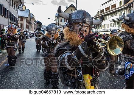 Dressed as Vikings, Guggenmusik Aemmerugger Malters, 41st Motteri Fasnachtsumzug, carnival parade, Malters, Lucerne, Switzerland, Europe View Large Photo Image Stock Photo - Dressed as Vikings, Guggenmusik Aemmerugger Malters, 41st Motteri Fasnachtsumzug, carnival parade, Malters, Lucerne, Switzerland, Europe. Fotosearch